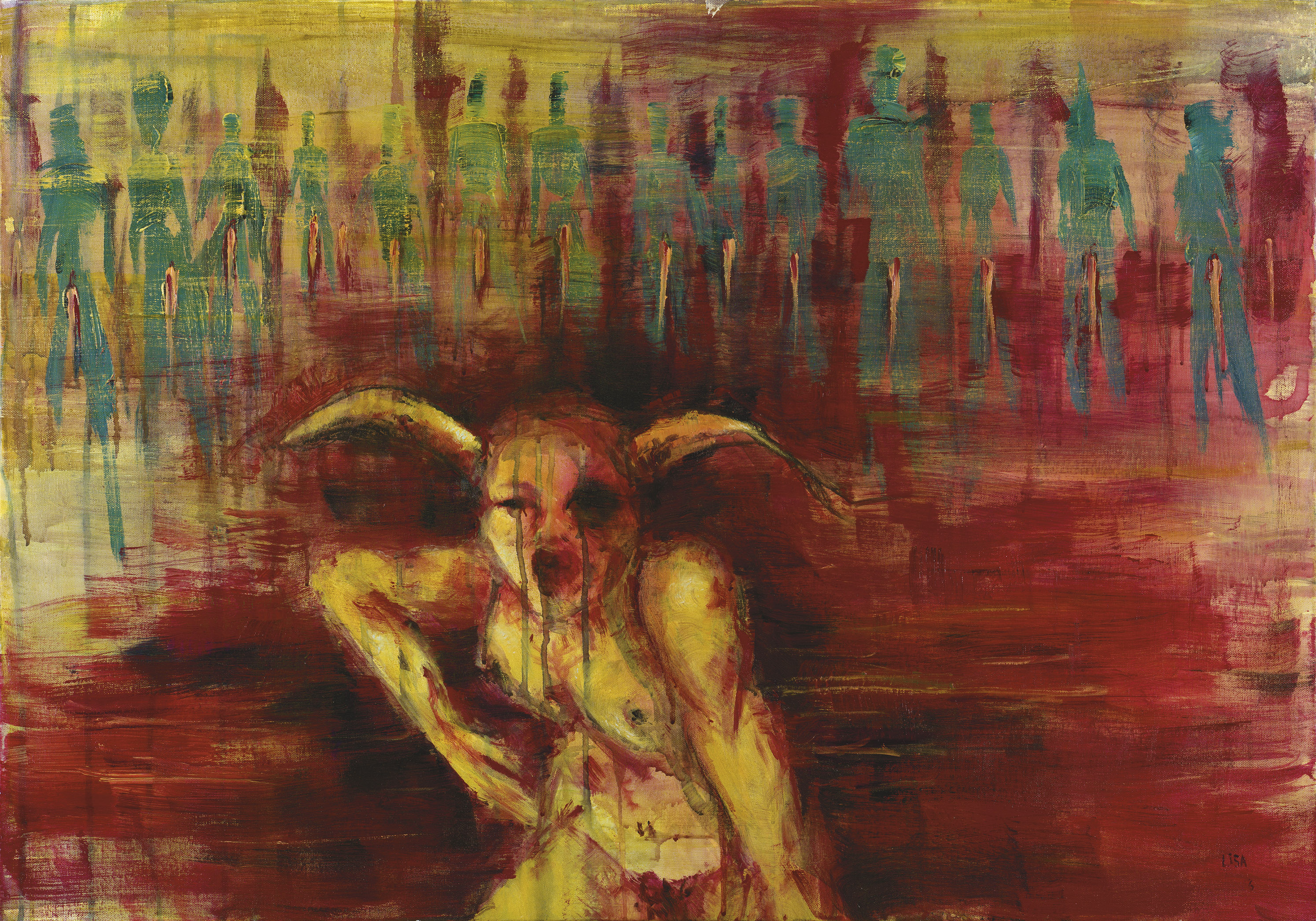The Levite’s Concubine — mixed technique on canvas