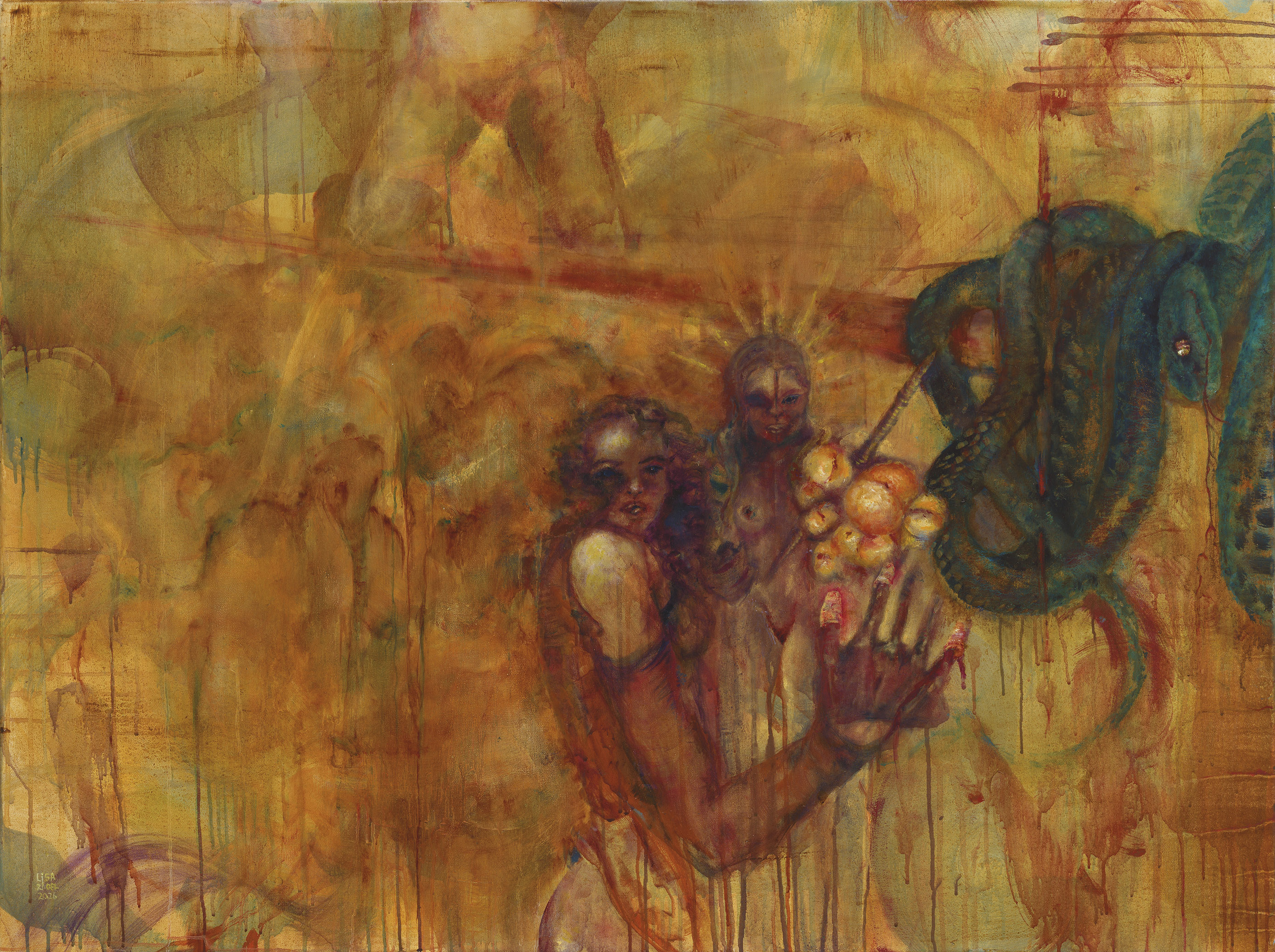 Michal and Tzipporah — mixed technique on canvas