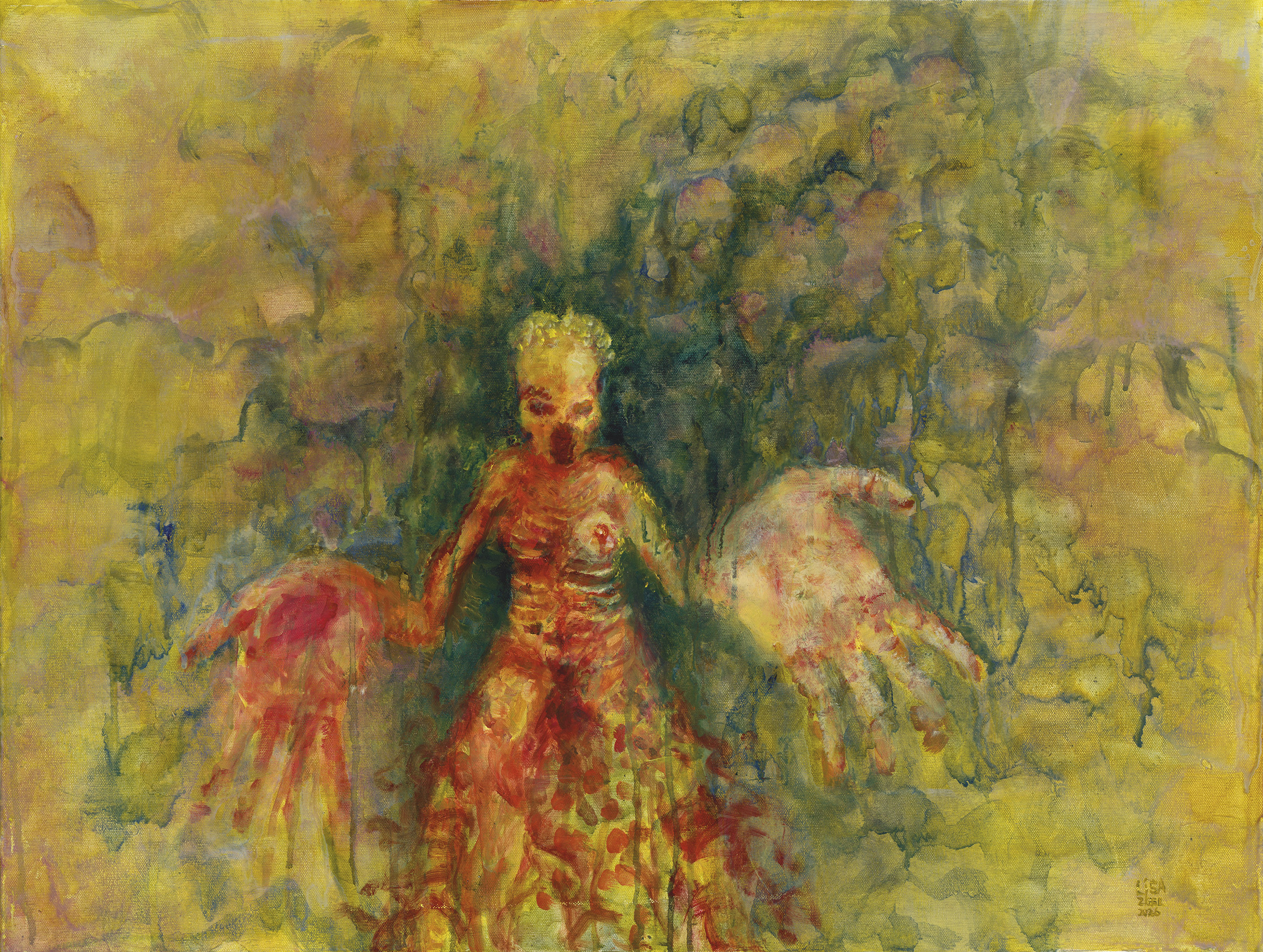 Woman on the Wall — mixed technique on canvas